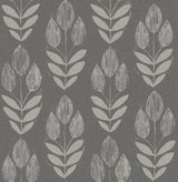York Garland Charcoal Block Tulip Wallpaper