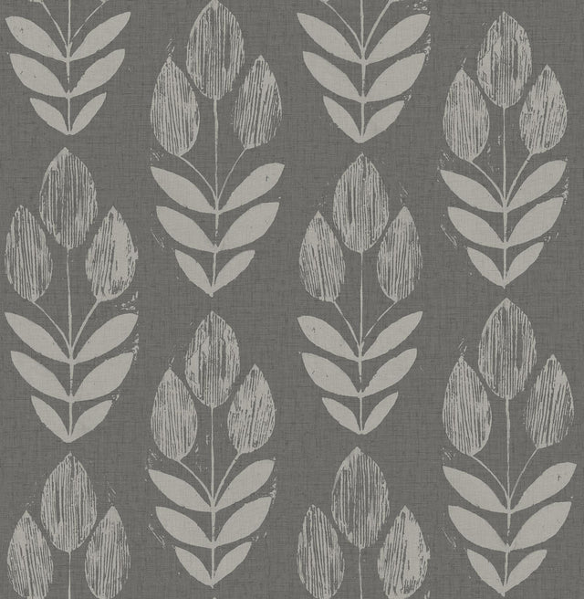 York Garland Charcoal Block Tulip Wallpaper