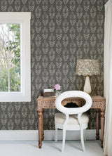 York Garland Charcoal Block Tulip Wallpaper