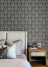 York Garland Charcoal Block Tulip Wallpaper