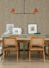 York Kiwassa Light Brown Antler Damask Wallpaper