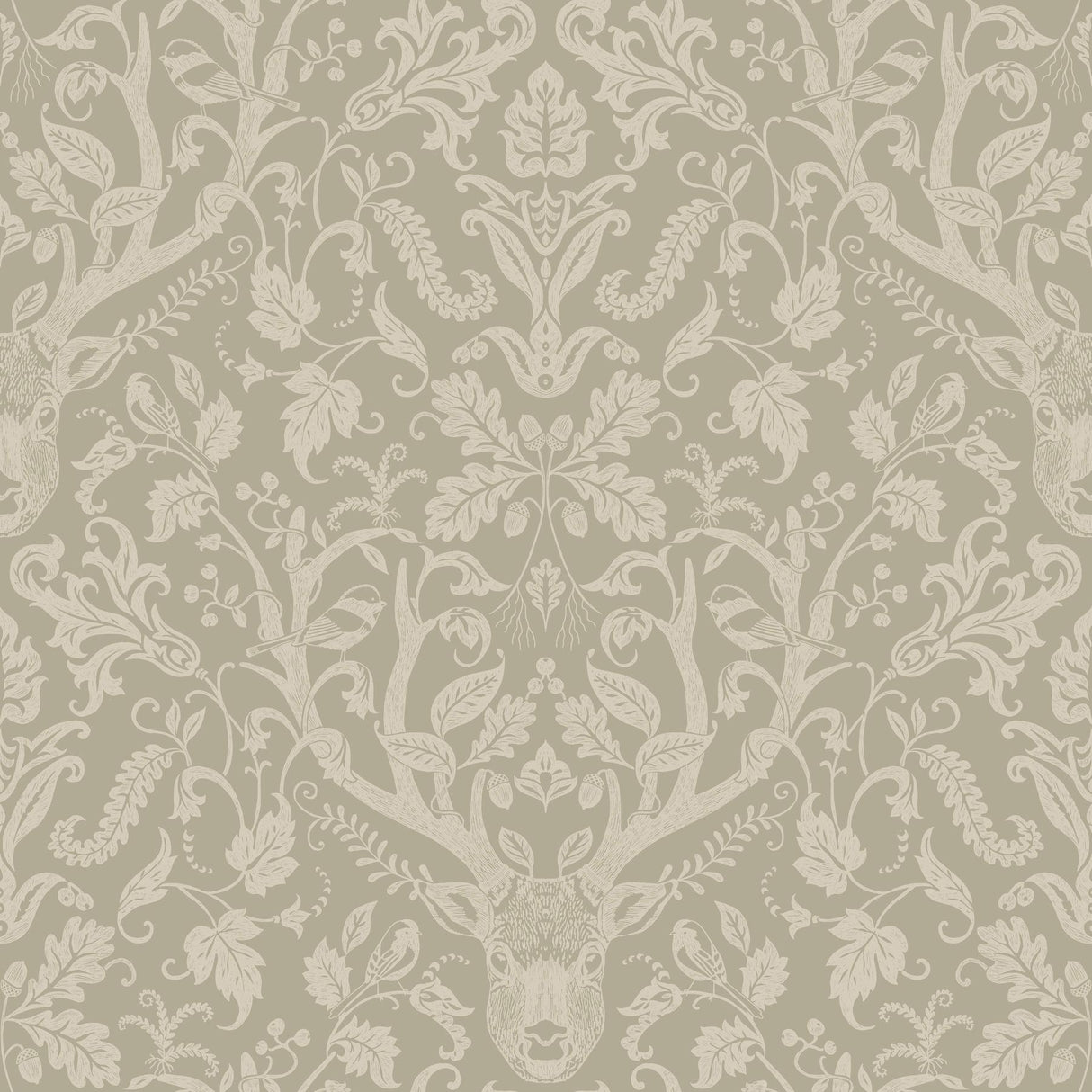 York Kiwassa Sage Antler Damask Wallpaper