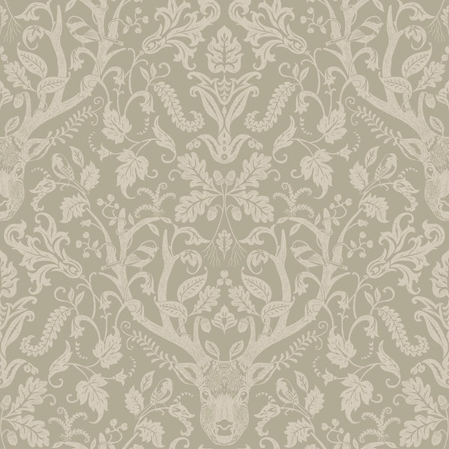 York Kiwassa Sage Antler Damask Wallpaper