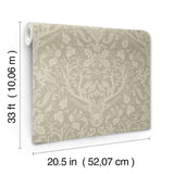 York Kiwassa Sage Antler Damask Wallpaper
