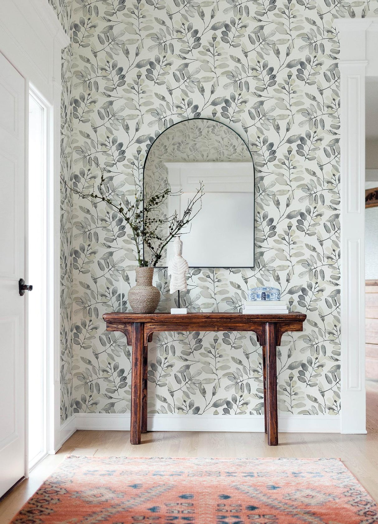 York Pinnate Charcoal Leaves Wallpaper