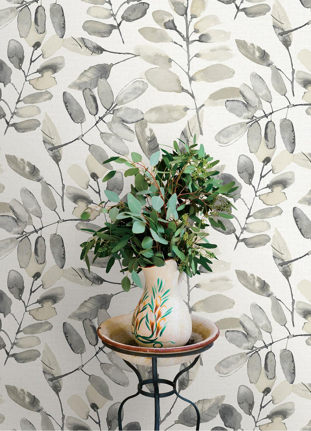 York Pinnate Charcoal Leaves Wallpaper