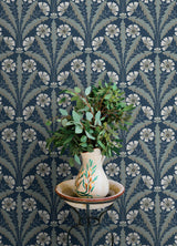 York Tap Root Dark Blue Floral Damask Wallpaper