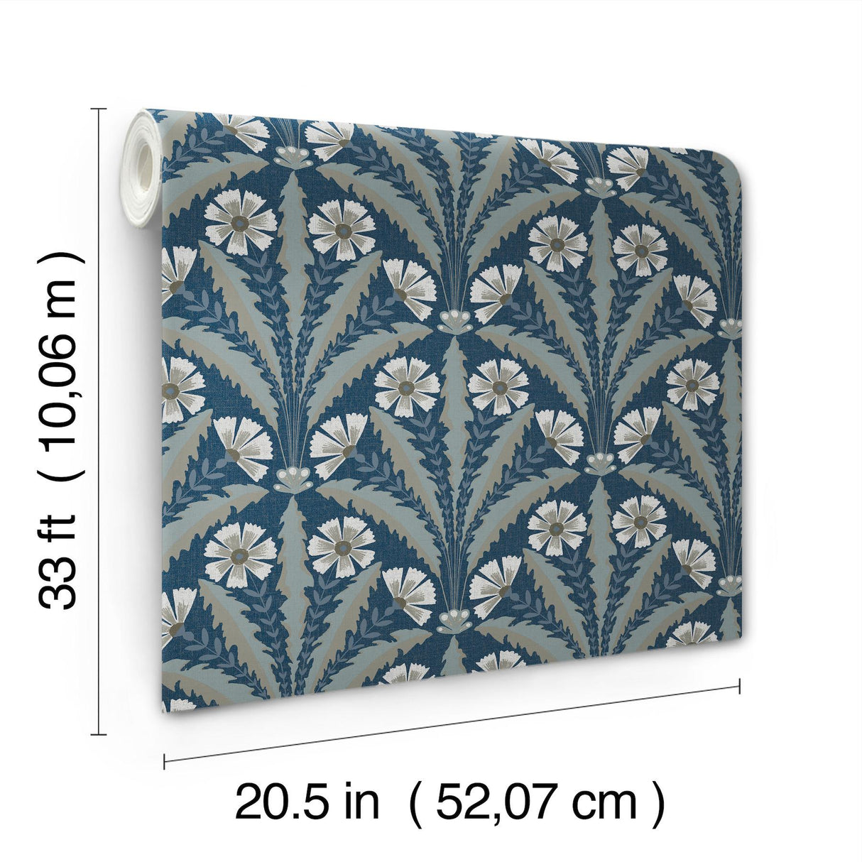 York Tap Root Dark Blue Floral Damask Wallpaper