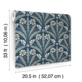 York Tap Root Dark Blue Floral Damask Wallpaper