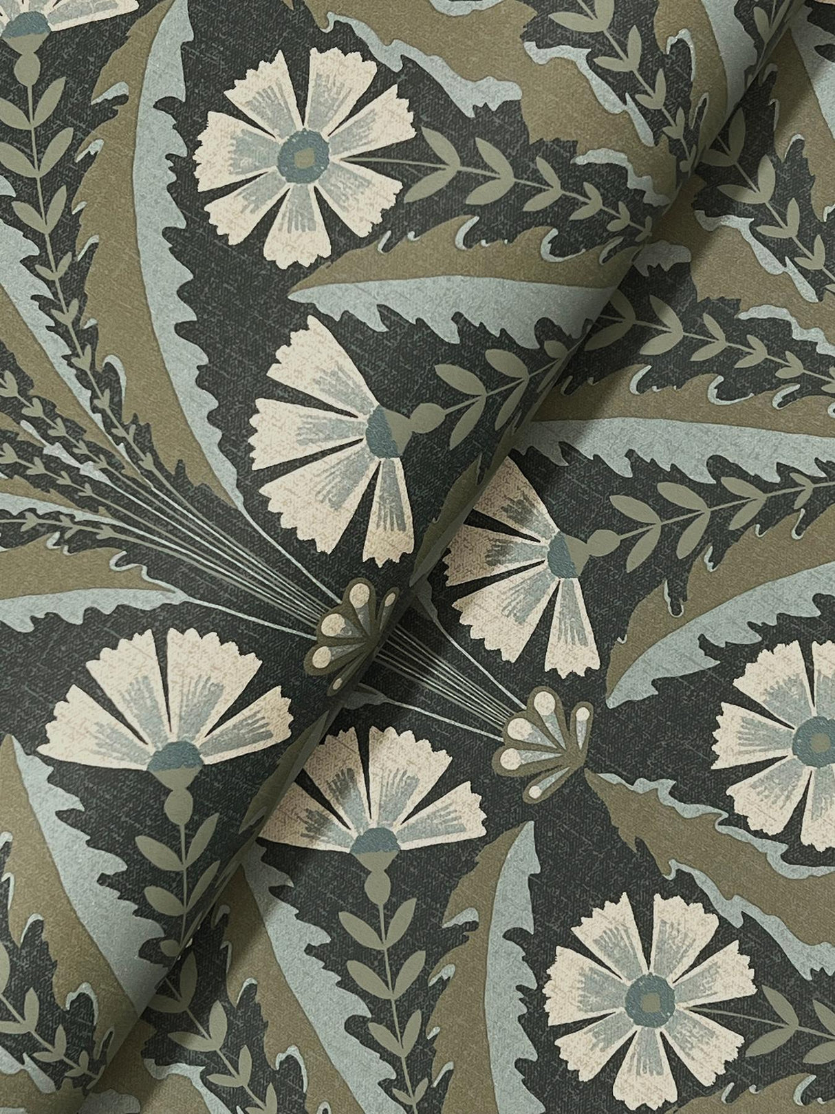 York Tap Root Charcoal Floral Damask Wallpaper