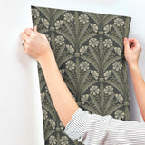 York Tap Root Charcoal Floral Damask Wallpaper
