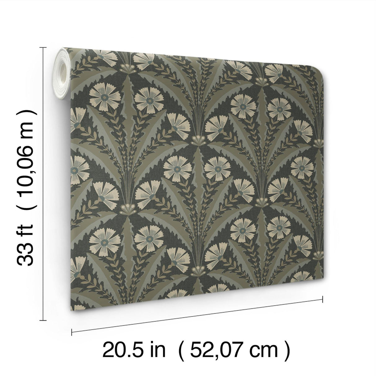 York Tap Root Charcoal Floral Damask Wallpaper