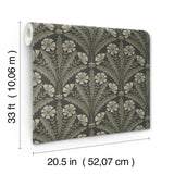 York Tap Root Charcoal Floral Damask Wallpaper