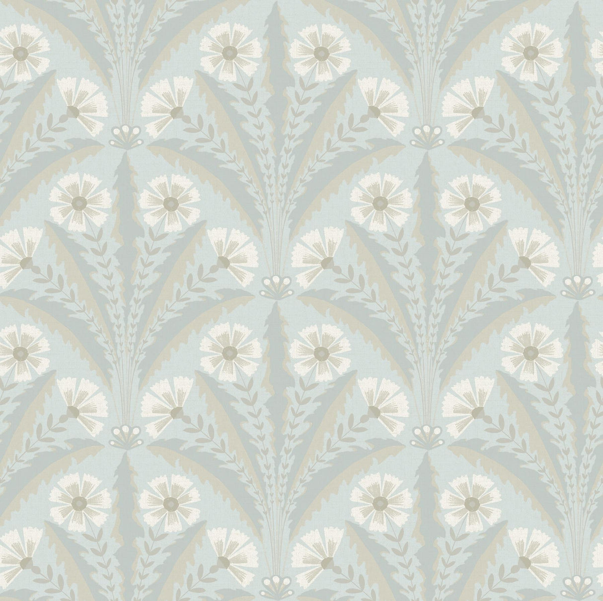 York Tap Root Light Blue Floral Damask Wallpaper
