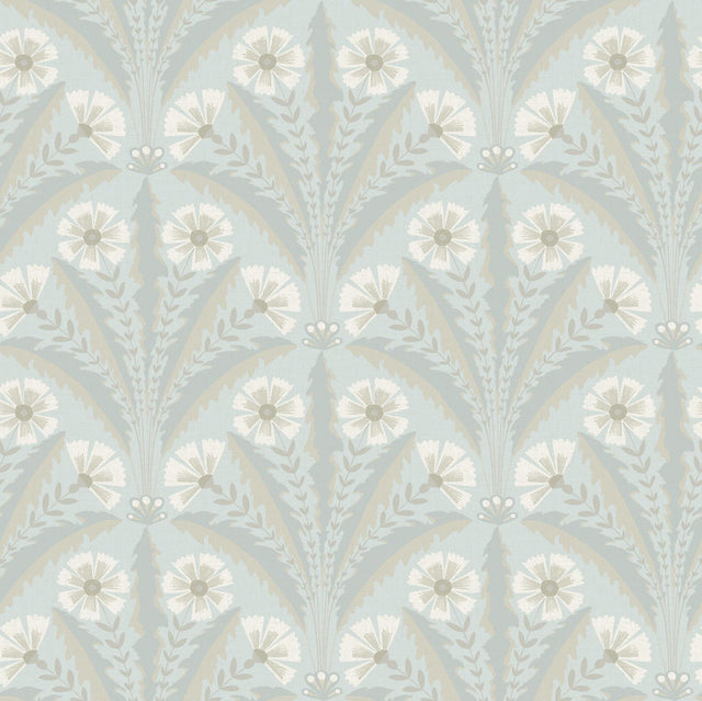 York Tap Root Light Blue Floral Damask Wallpaper
