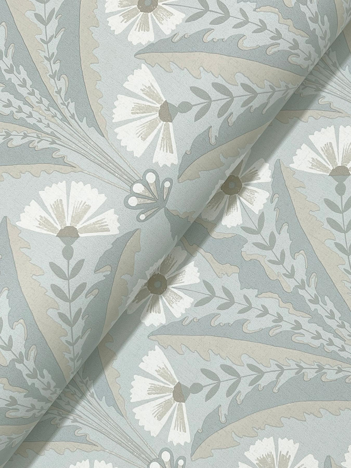 York Tap Root Light Blue Floral Damask Wallpaper