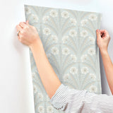 York Tap Root Light Blue Floral Damask Wallpaper