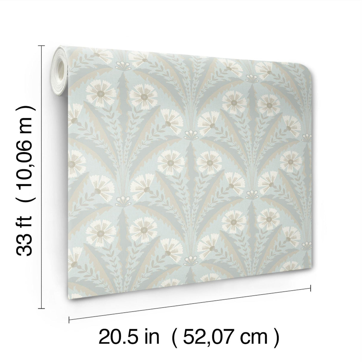 York Tap Root Light Blue Floral Damask Wallpaper