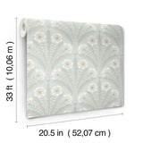 York Tap Root Light Blue Floral Damask Wallpaper