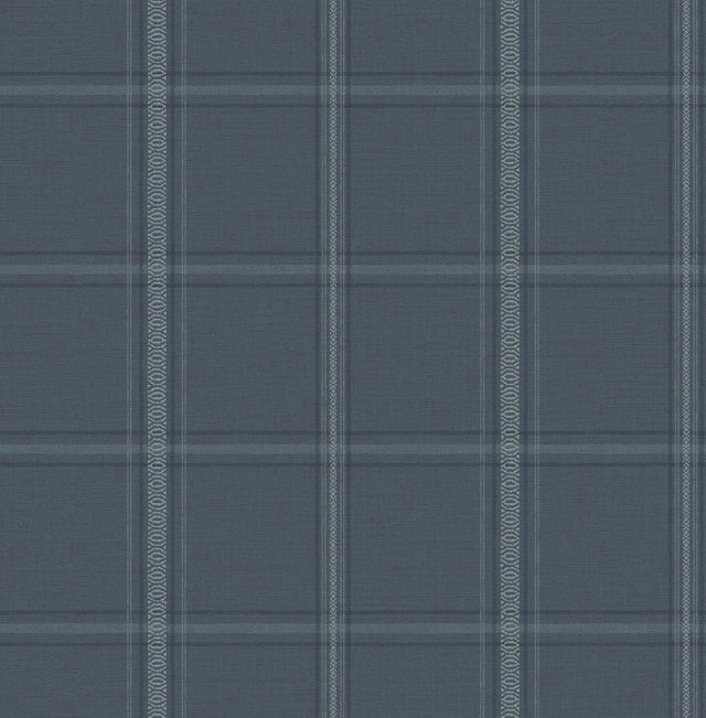 York Auberge Dark Blue Plaid Wallpaper