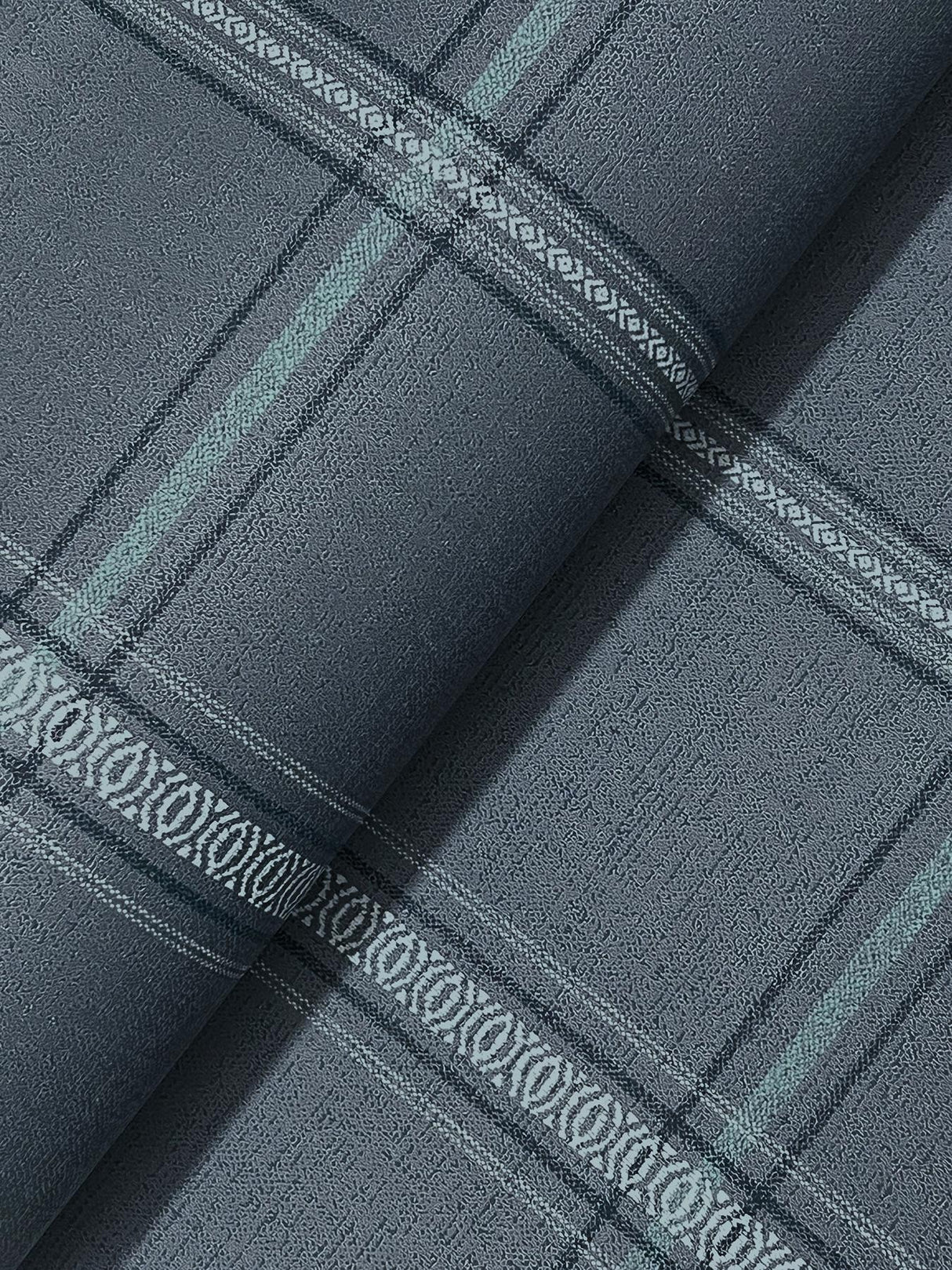 York Auberge Dark Blue Plaid Wallpaper