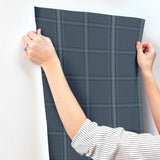 York Auberge Dark Blue Plaid Wallpaper