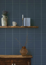 York Auberge Dark Blue Plaid Wallpaper
