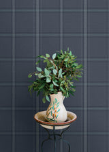 York Auberge Dark Blue Plaid Wallpaper