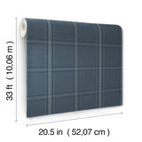 York Auberge Dark Blue Plaid Wallpaper