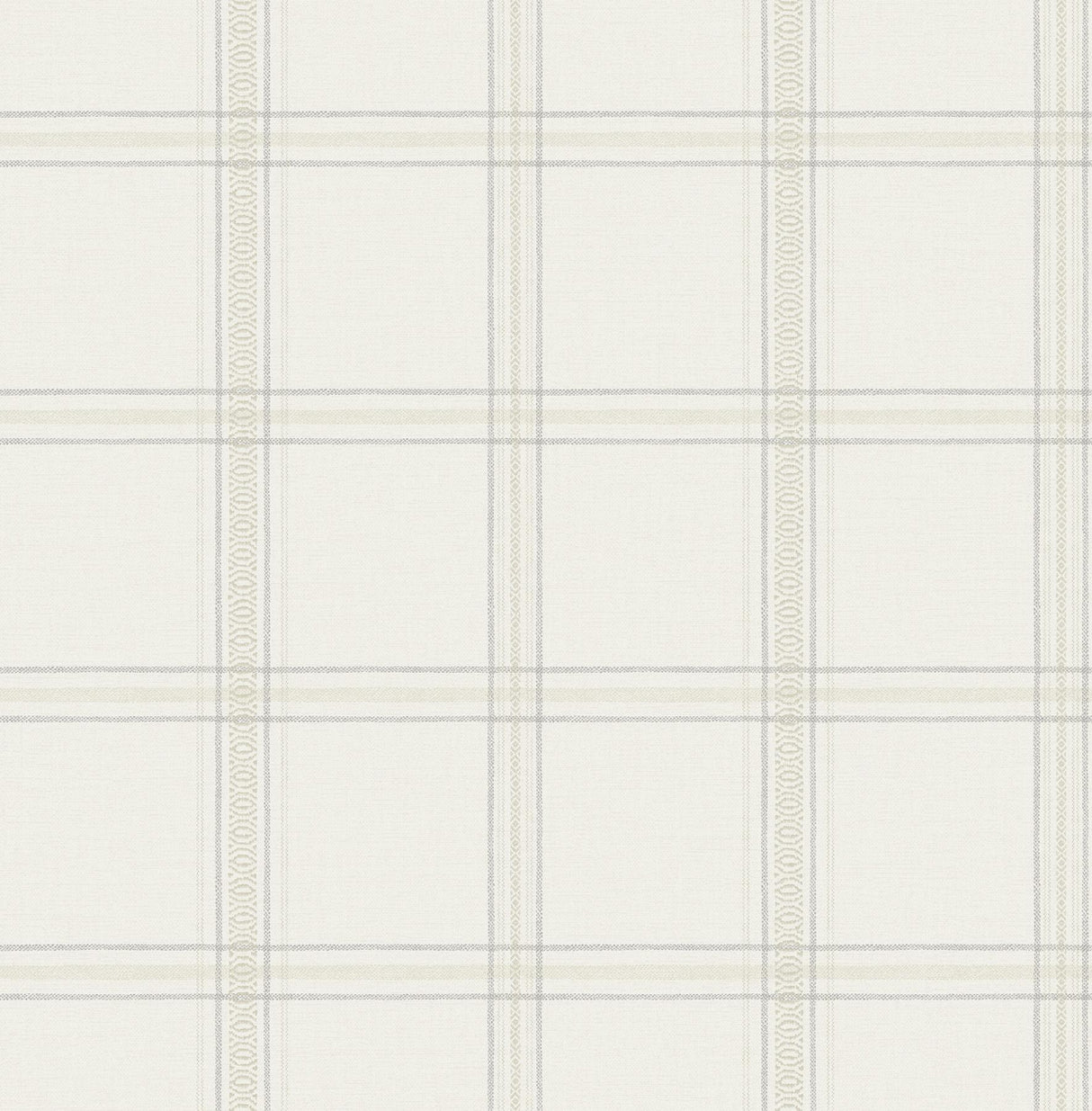 York Auberge White Plaid Wallpaper