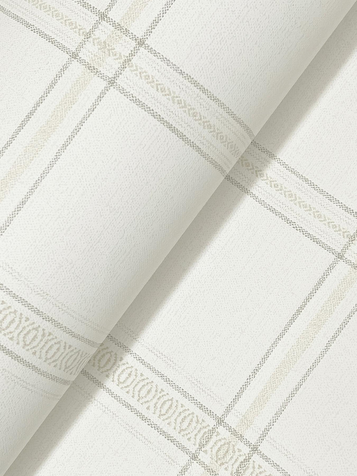 York Auberge White Plaid Wallpaper