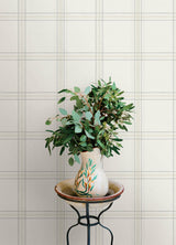 York Auberge White Plaid Wallpaper