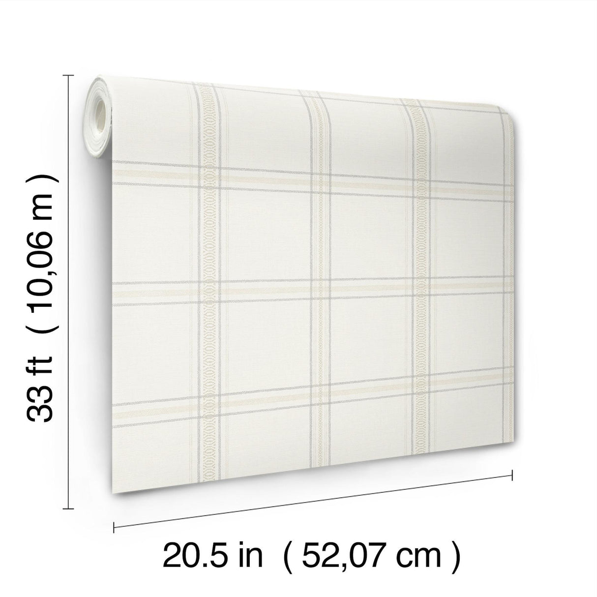 York Auberge White Plaid Wallpaper