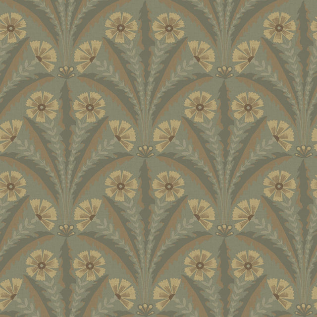 York Tap Root Green Floral Damask Wallpaper