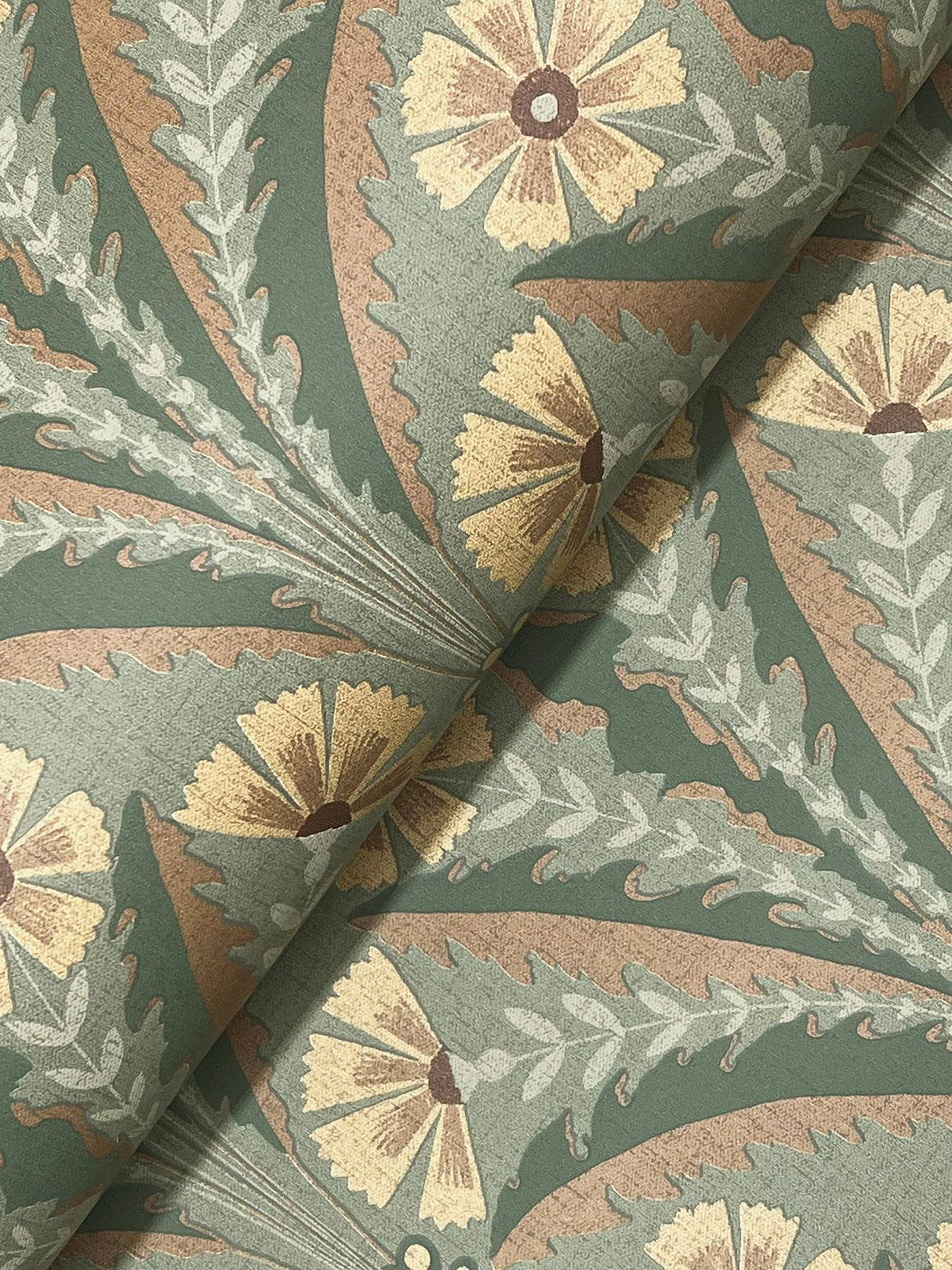 York Tap Root Green Floral Damask Wallpaper
