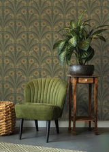 York Tap Root Green Floral Damask Wallpaper