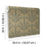 York Tap Root Green Floral Damask Wallpaper