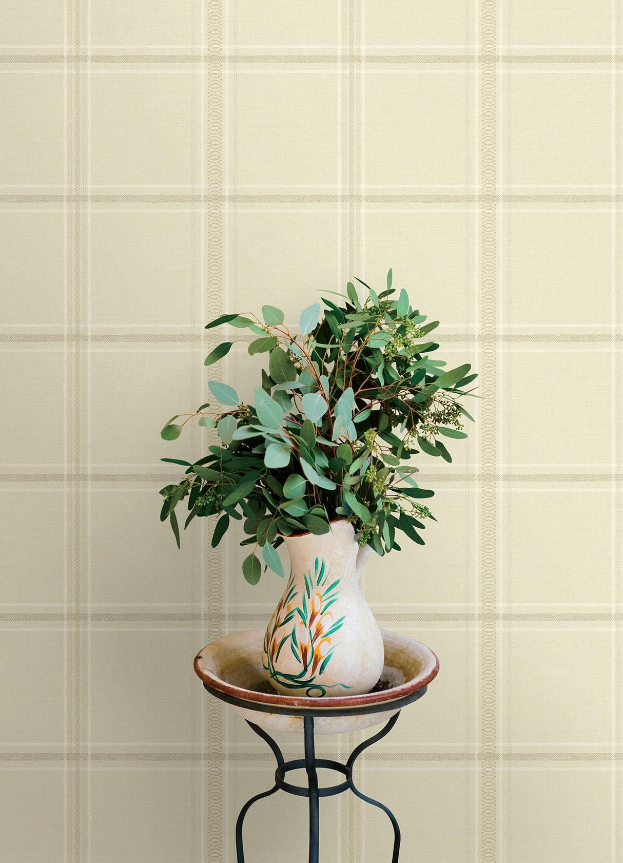 York Auberge Ivory Plaid Wallpaper