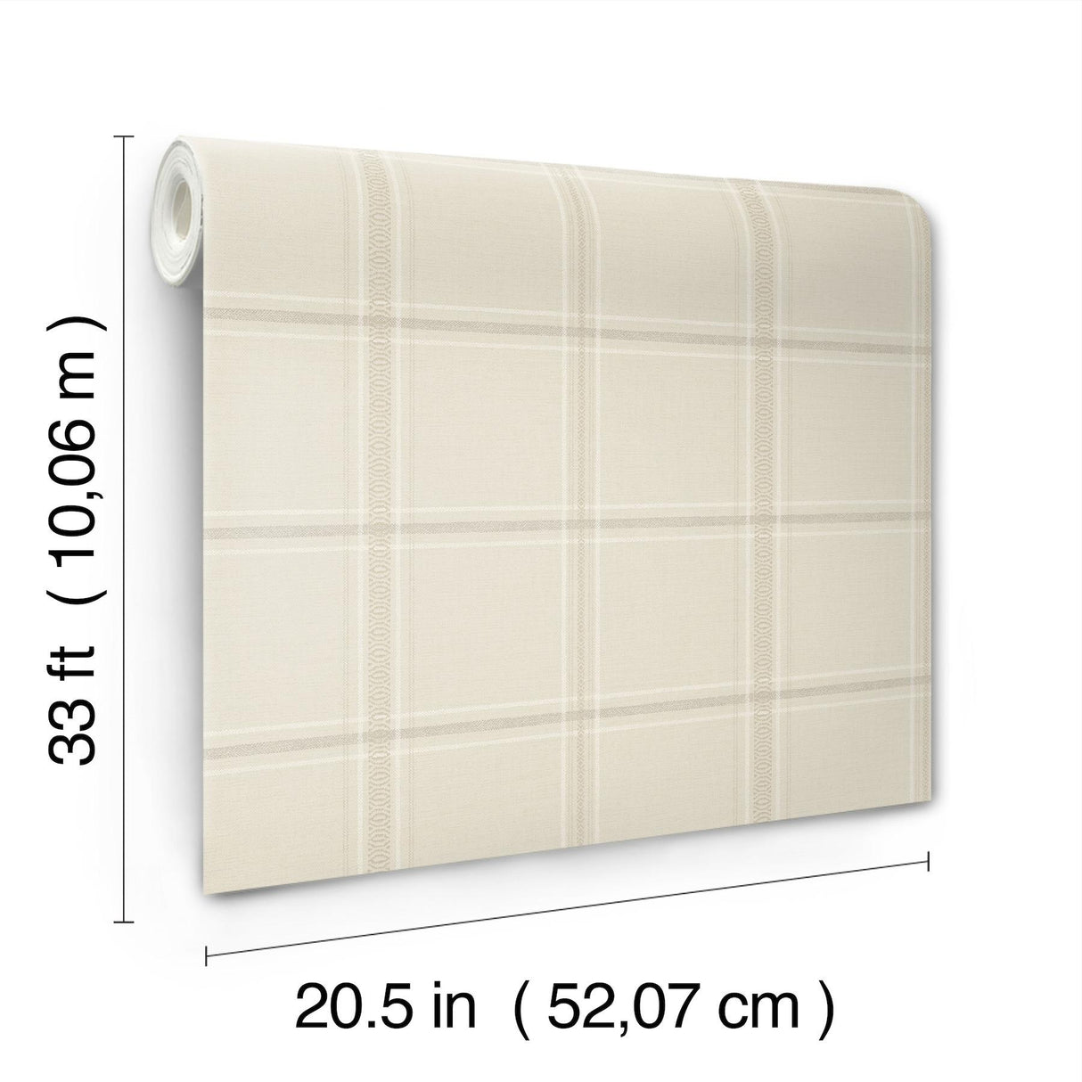York Auberge Ivory Plaid Wallpaper