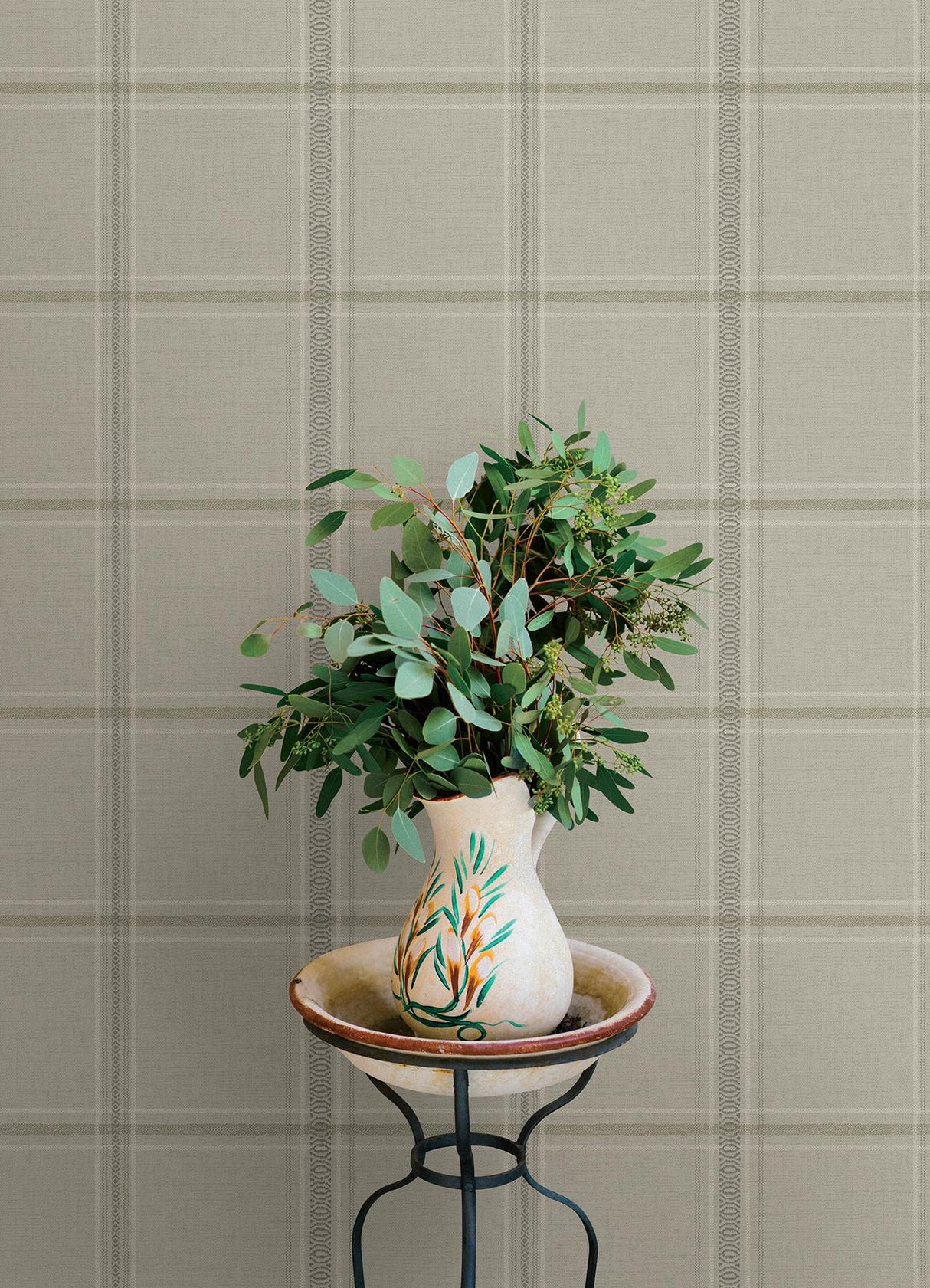 York Auberge Taupe Plaid Wallpaper