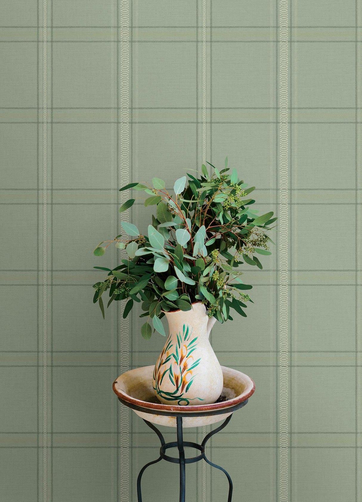 York Auberge Sage Plaid Wallpaper