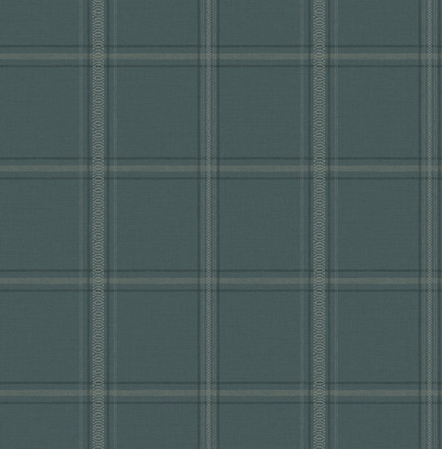 York Auberge Teal Plaid Wallpaper