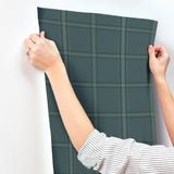York Auberge Teal Plaid Wallpaper