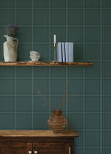 York Auberge Teal Plaid Wallpaper