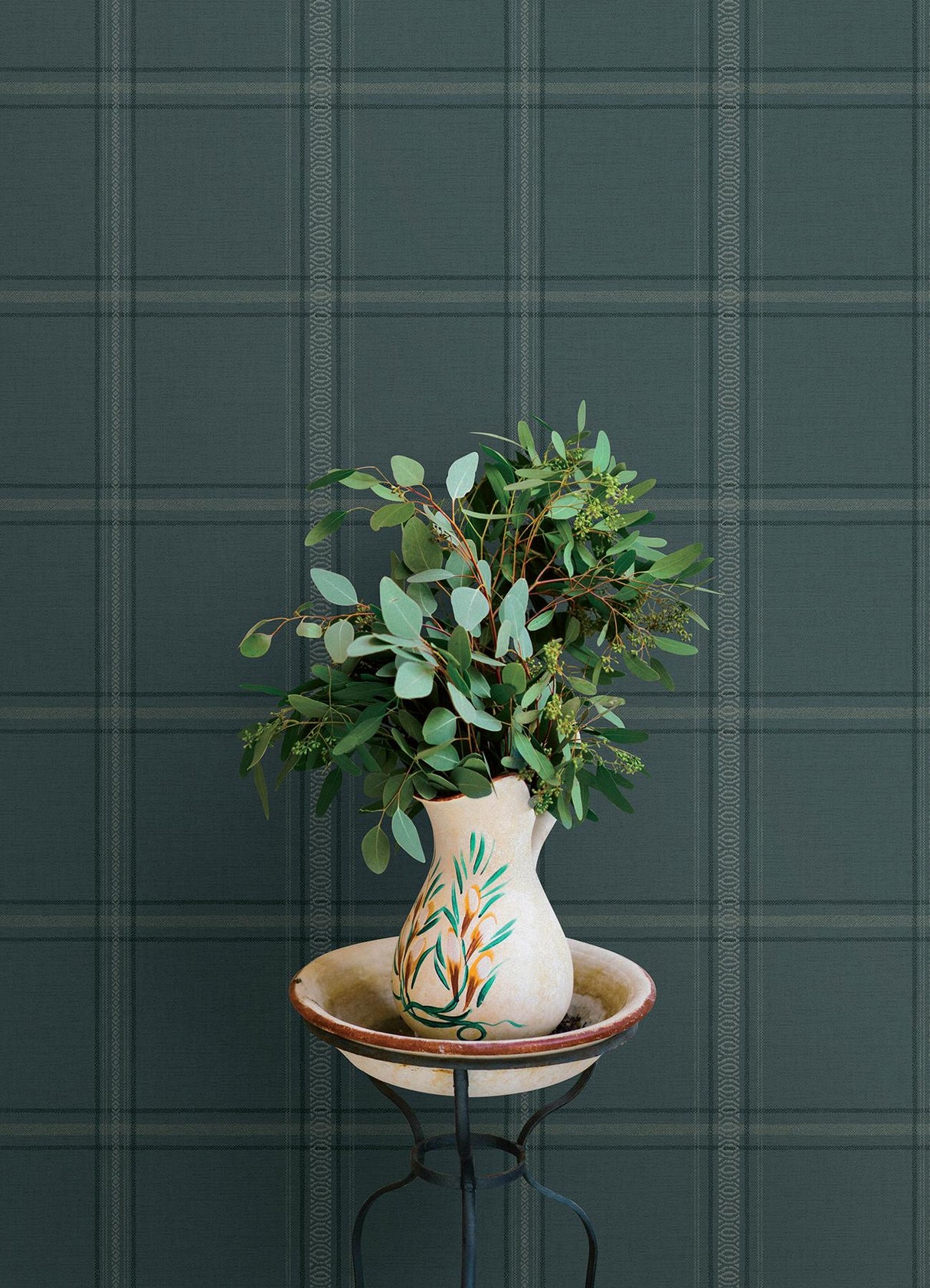 York Auberge Teal Plaid Wallpaper