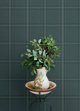 York Auberge Teal Plaid Wallpaper