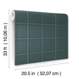 York Auberge Teal Plaid Wallpaper