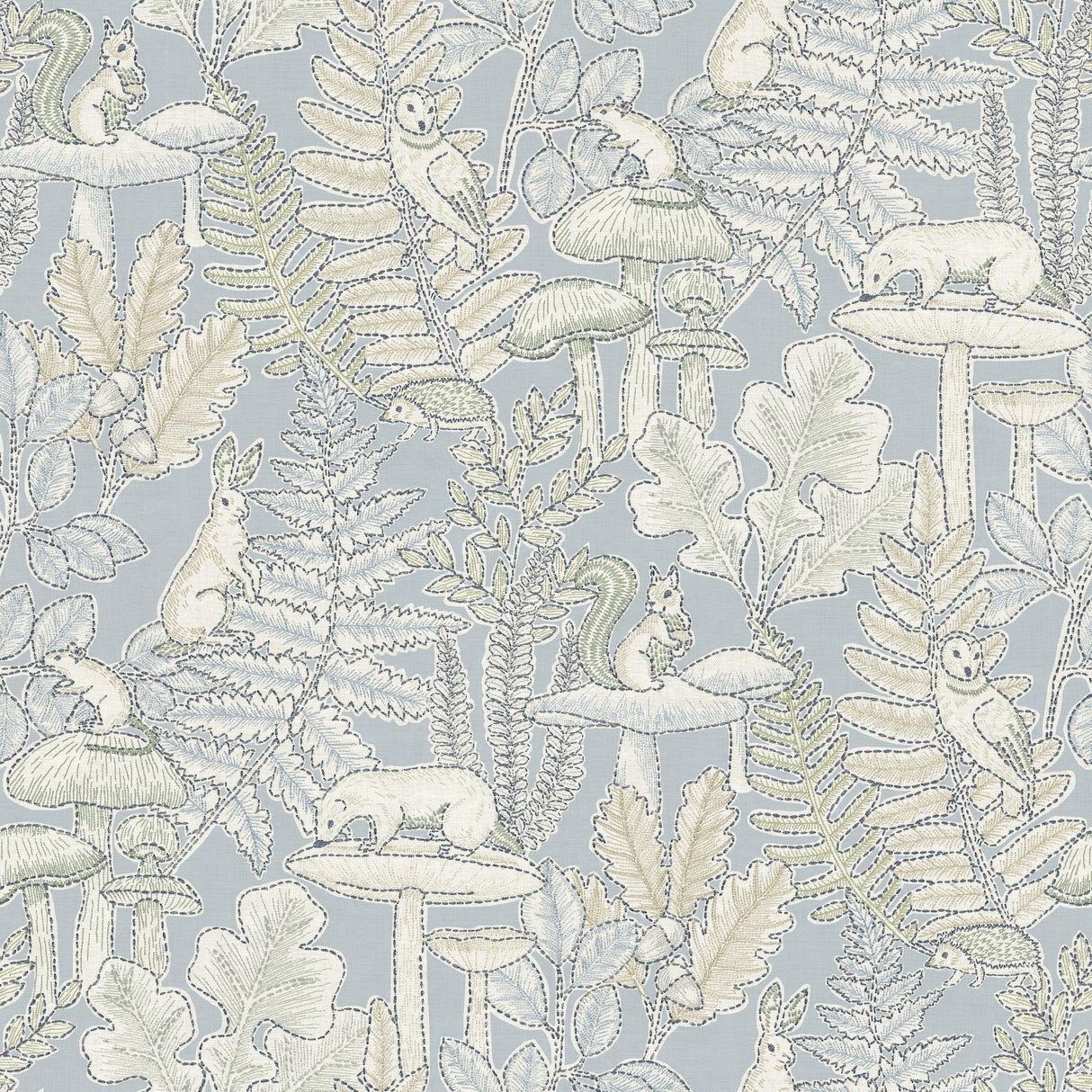 York Holt Light Blue Woodland Wallpaper