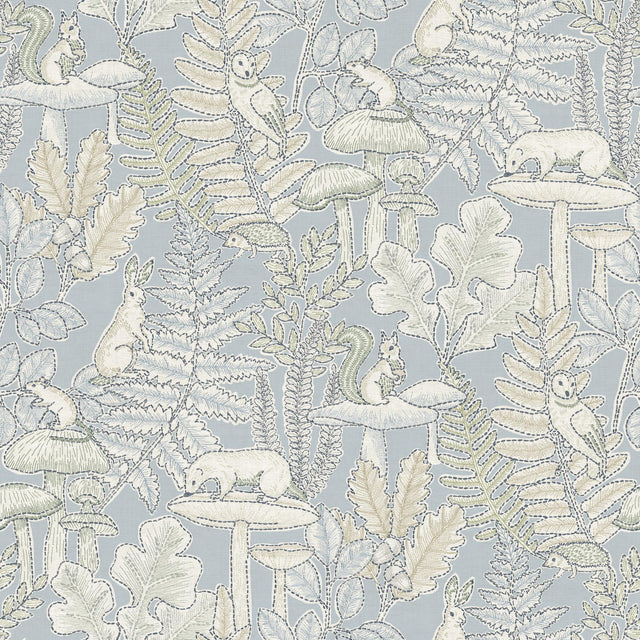York Holt Light Blue Woodland Wallpaper