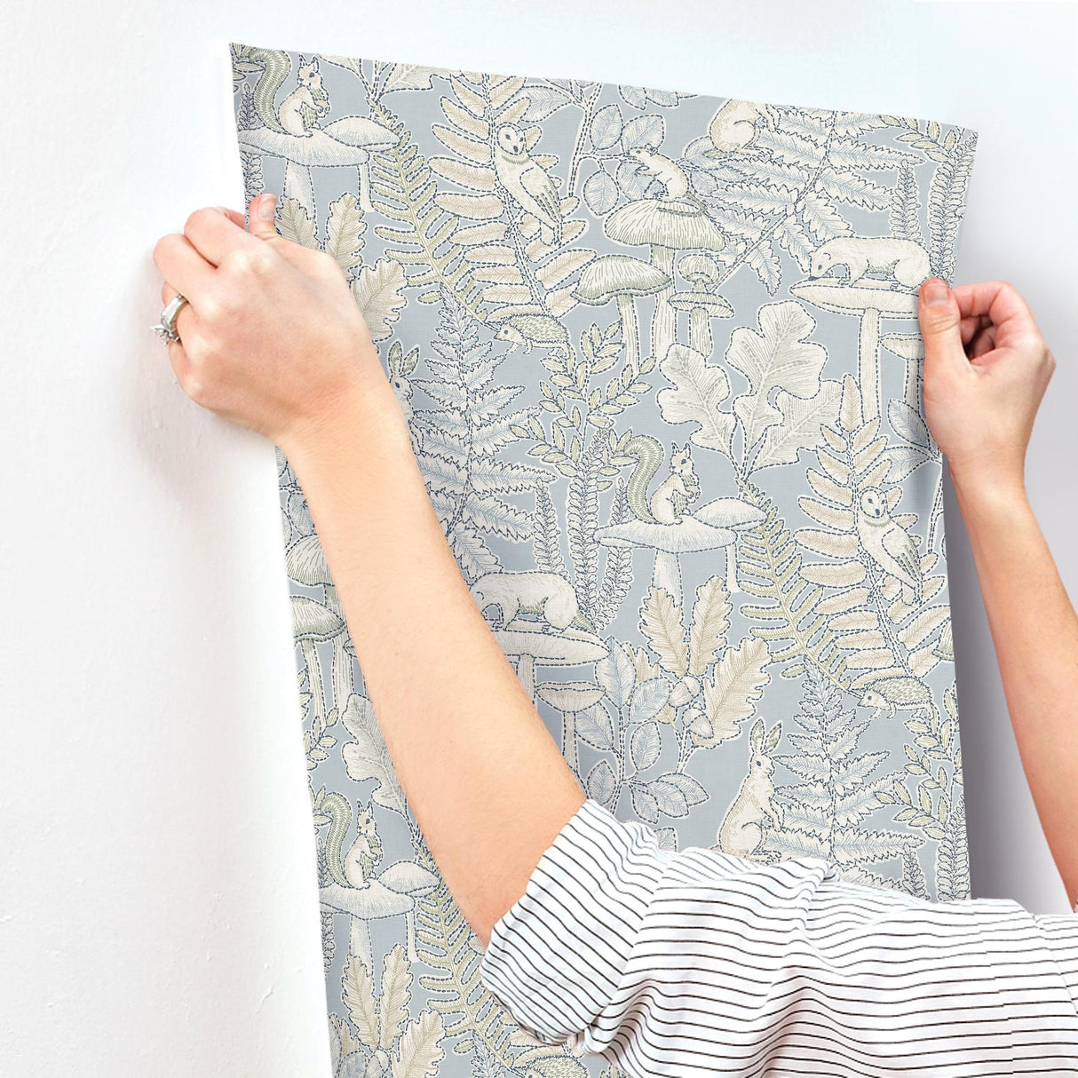 York Holt Light Blue Woodland Wallpaper